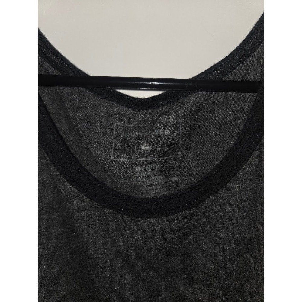 Quiksilver Mens Tank Top Medium Gray Striped Premium Fit Sleeveless Shirt - Picture 2 of 5